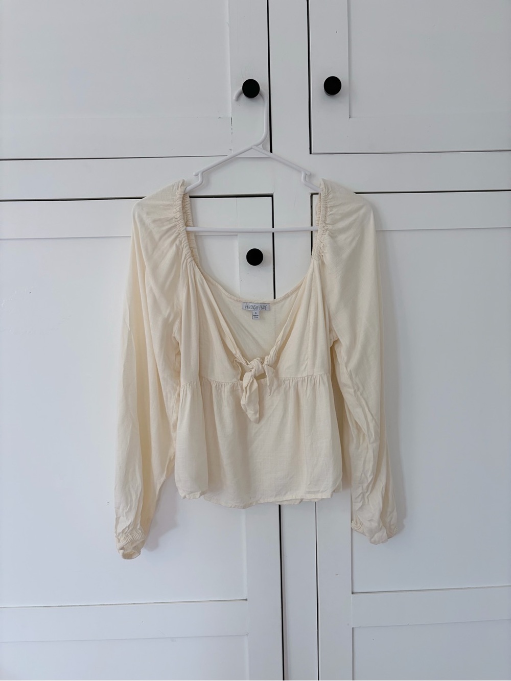 Patrons of Peace Cream Puff Milkmaid Sleeve Crop Blouse Size Small